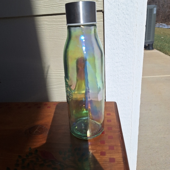 RARE Starbucks iridescent rainbow recycled glass water bottle - Picture 6 of 9